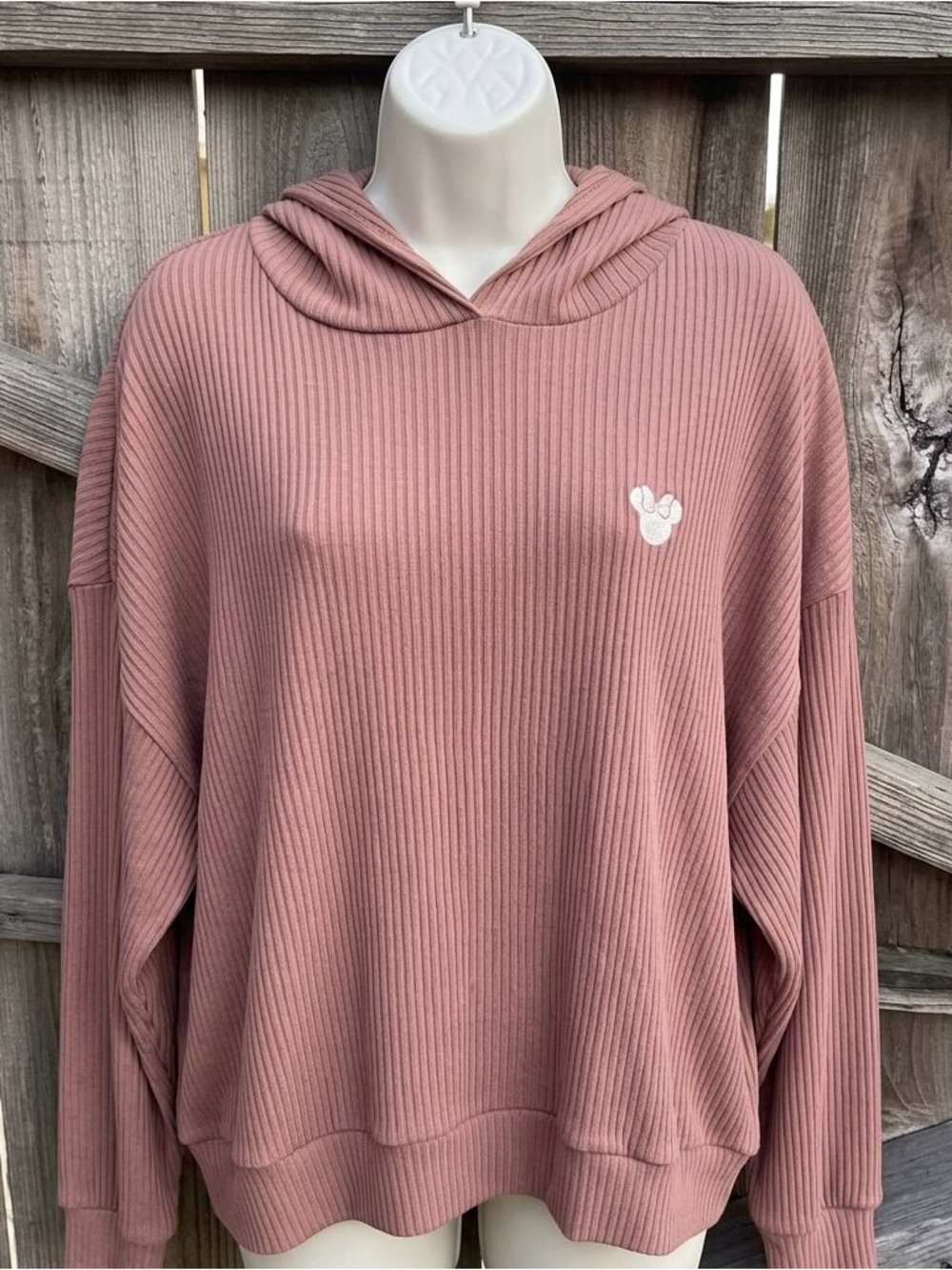 Disney Parks Minnie Mouse Ribbed Pullover Hoodie 3XL